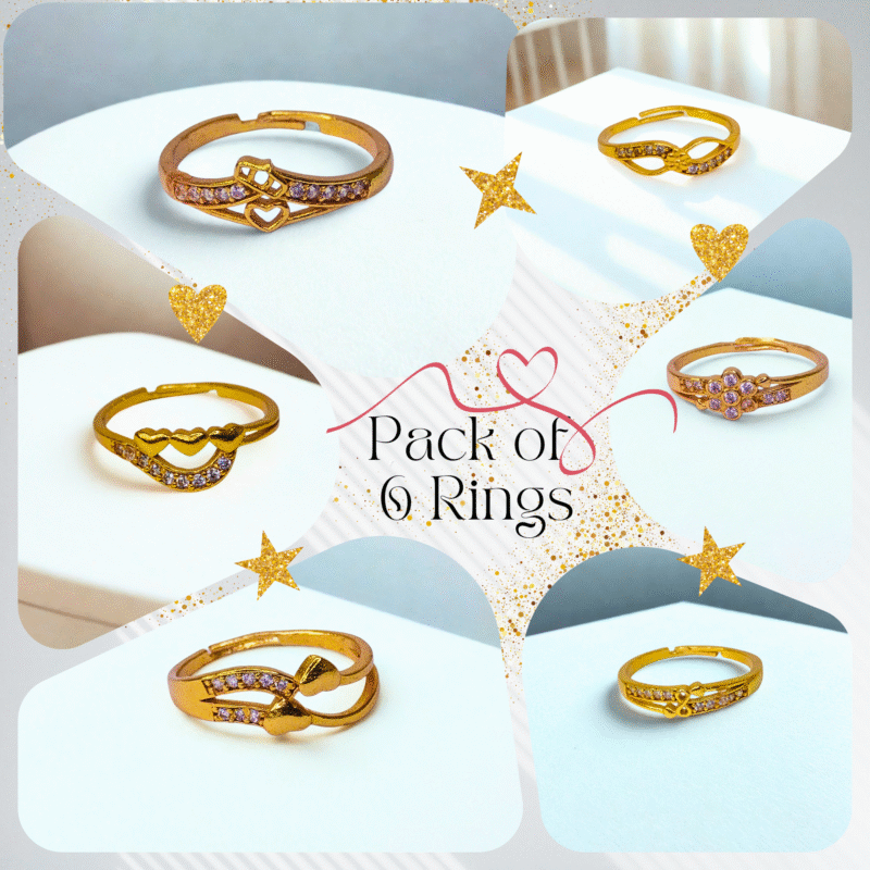 Elegant Adjustable Rings for Women – Premium Fashion Jewelry Set(Pack of 6 Rings) - Image 7