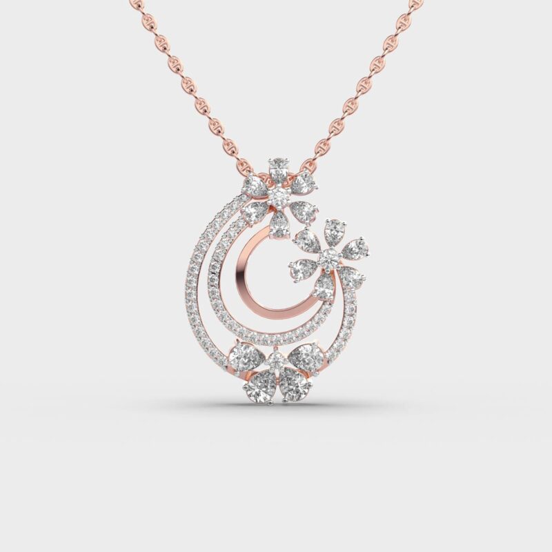 Flower shaped in Gold with Diamond - Image 3