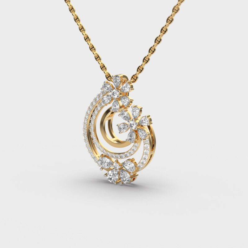 Flower shaped in Gold with Diamond - Image 2