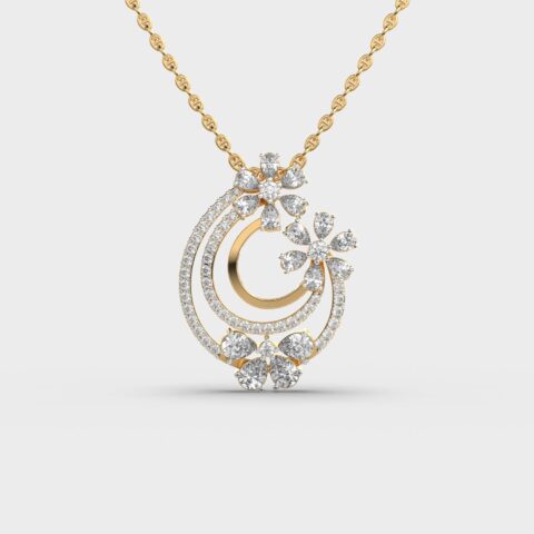Flower shaped in Gold with Diamond