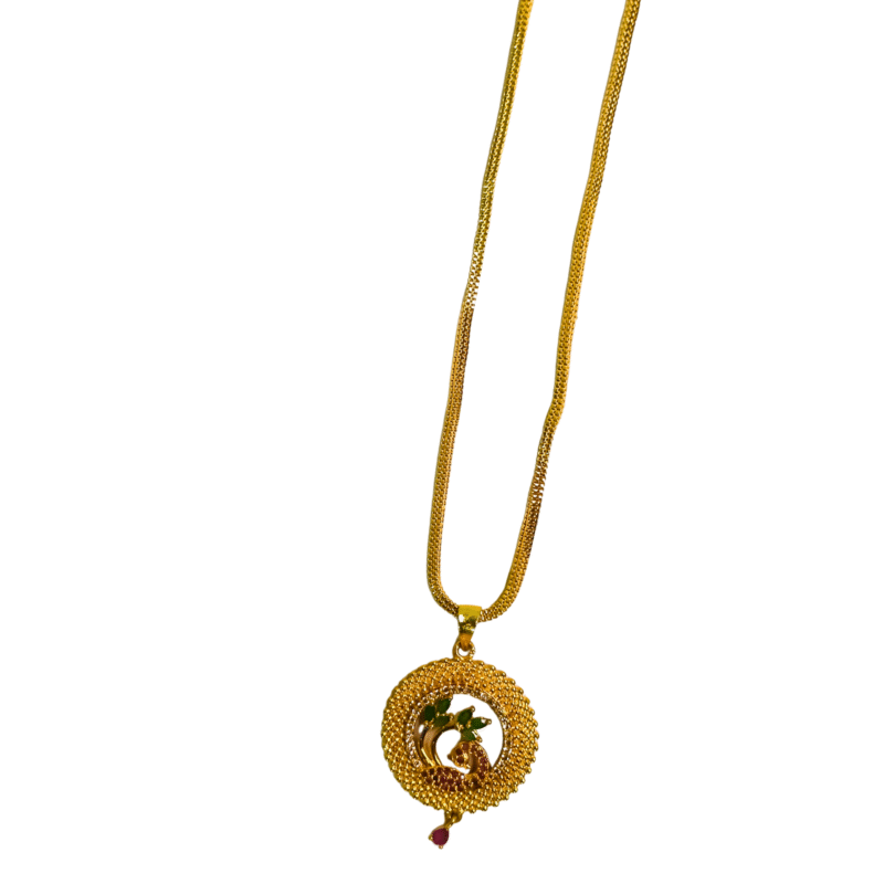 Kanpri Peacock Pendant Necklace - Authentic Indian Gold Jewelry - Image 4